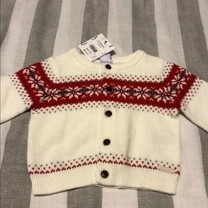 Janie and Jack baby girl red snowflake cardigan